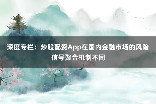 深度专栏：炒股配资App在国内金融市场的风险信号聚合机制不同