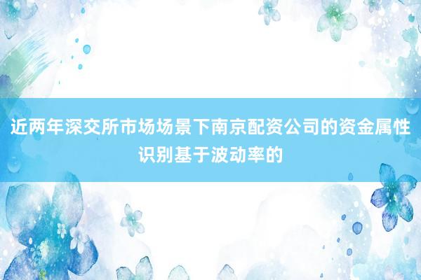 近两年深交所市场场景下南京配资公司的资金属性识别基于波动率的