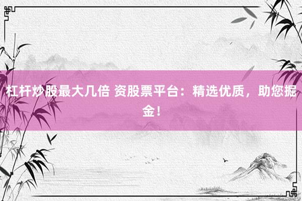 杠杆炒股最大几倍 资股票平台：精选优质，助您掘金！