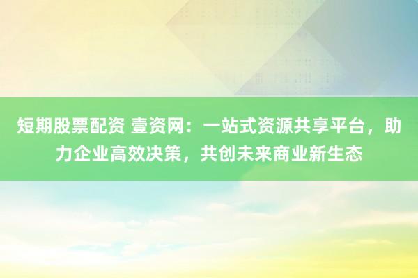 短期股票配资 壹资网：一站式资源共享平台，助力企业高效决策，共创未来商业新生态