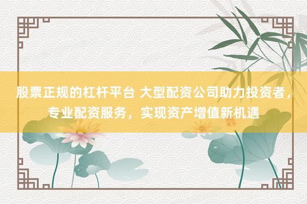 股票正规的杠杆平台 大型配资公司助力投资者，专业配资服务，实现资产增值新机遇