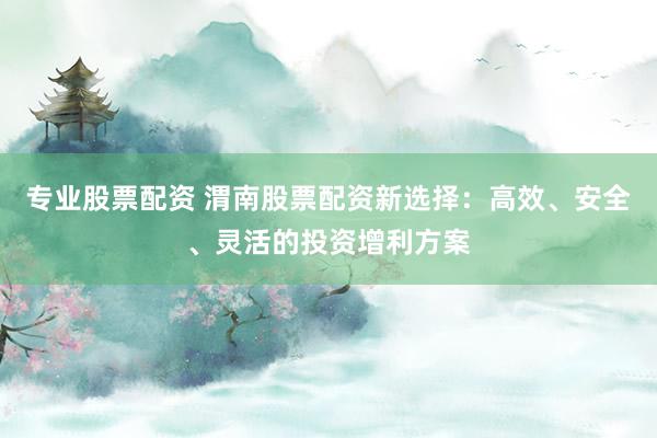 专业股票配资 渭南股票配资新选择：高效、安全、灵活的投资增利方案