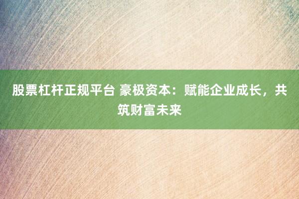 股票杠杆正规平台 豪极资本：赋能企业成长，共筑财富未来