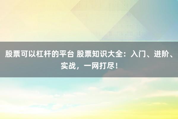 股票可以杠杆的平台 股票知识大全：入门、进阶、实战，一网打尽！